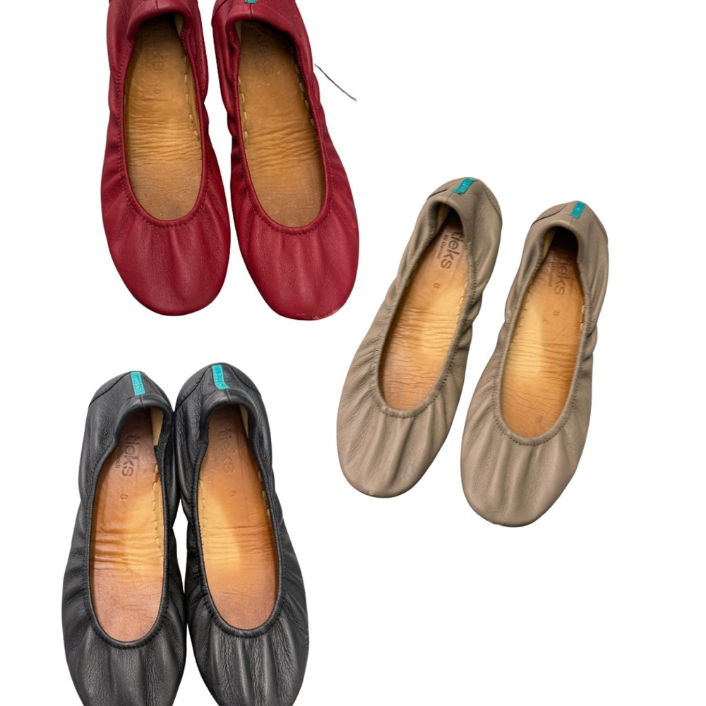 Tieks Women's Slippers - Red, Black, and Tan